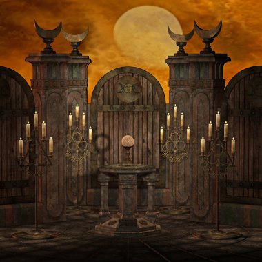 Spooky altar with skulls and bones clipart