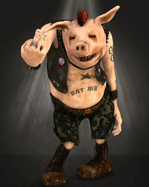 Toon панк свиня — стокове фото