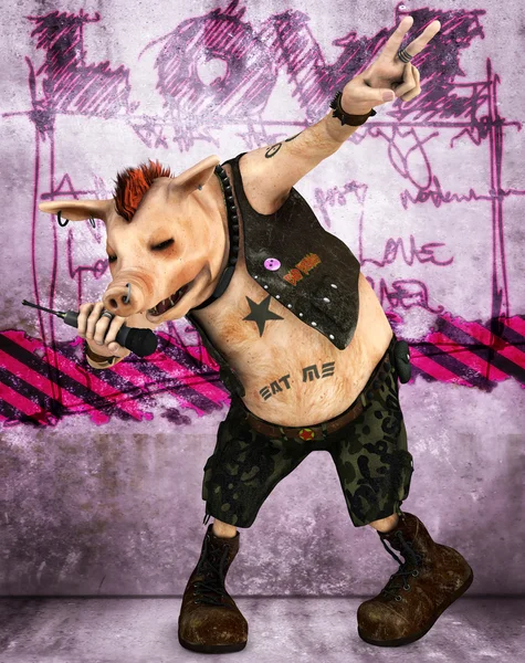 Toon punk świnia — Zdjęcie stockowe