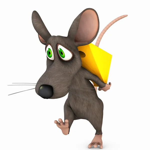 Maus nimmt einen Käse — Stockfoto