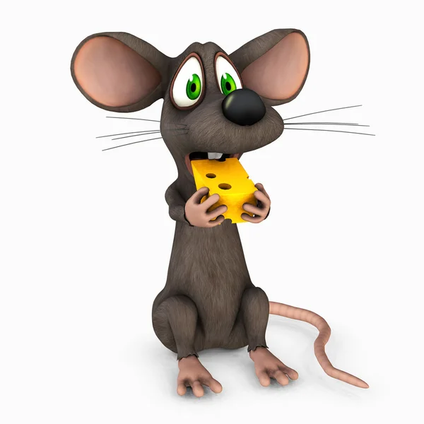 Ratón comer queso —  Fotos de Stock