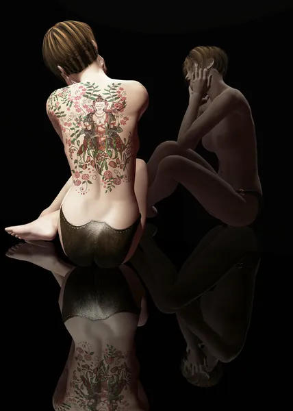 Спині татуювання — стокове фото