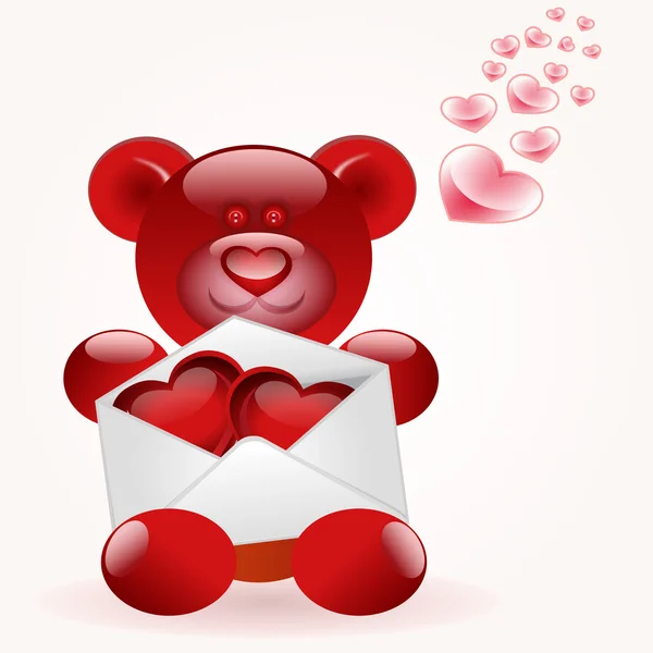 Ours avec lettre d'amour — Image vectorielle