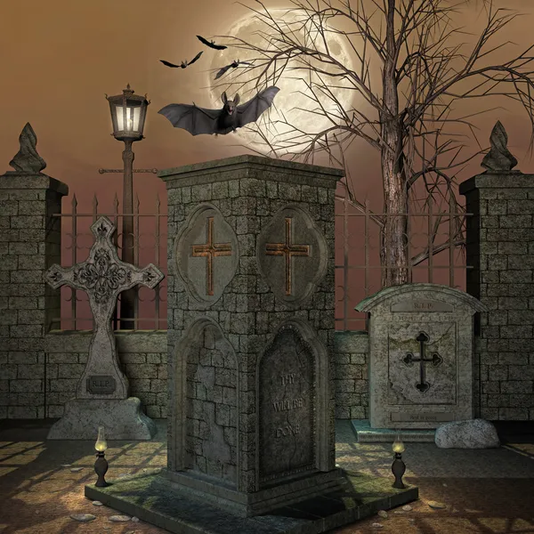 Cemitério assustador — Fotografia de Stock