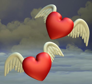 Flying hearts clipart