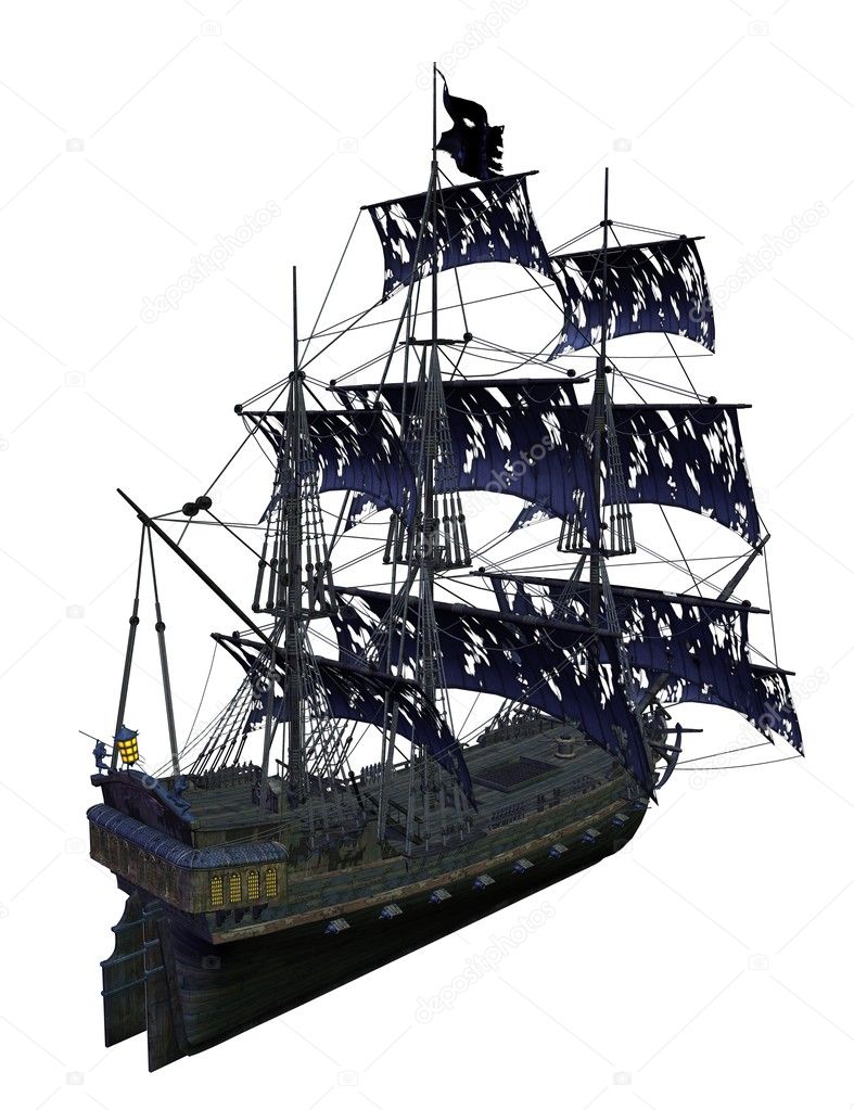 Pirate ship isolated
