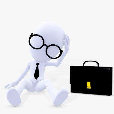 3d figure lost in thought ,business man clipart
