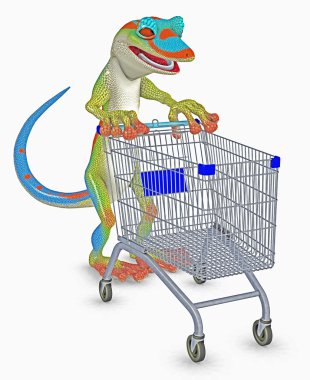 Gecko goes shopping clipart