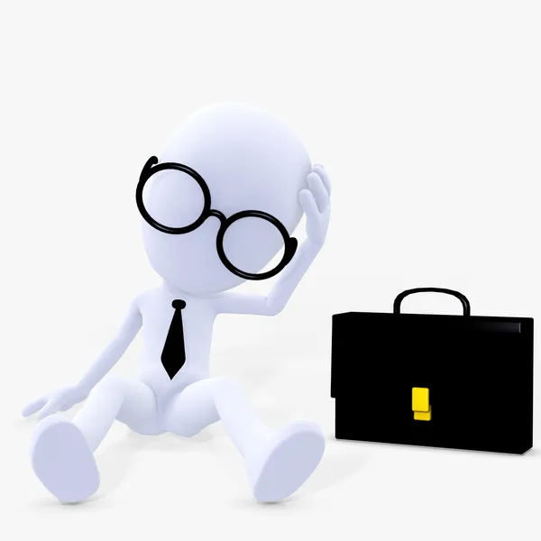 3D-figuur verloren in gedachte, zakenman — Stockfoto