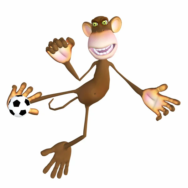 Mono jugando con una pelota de fútbol — Foto de Stock