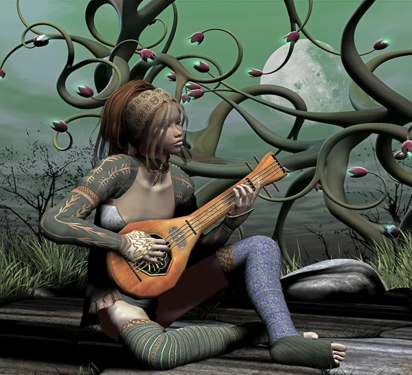 Fairy with lute — Stock Photo, Image