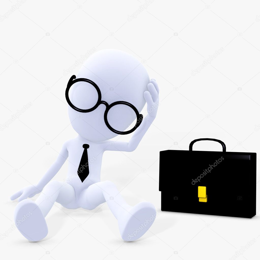 3d figure lost in thought ,business man