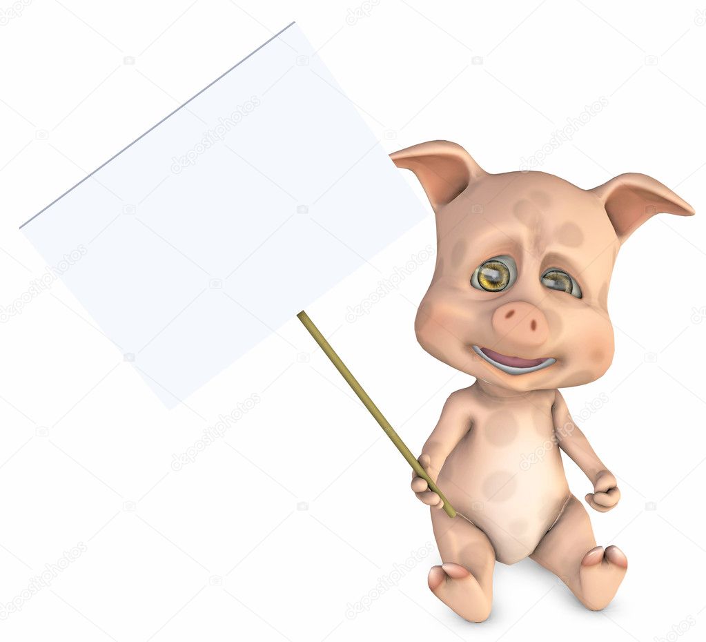 Cute pig with sign Stock Photo by ©Ancello 5062744