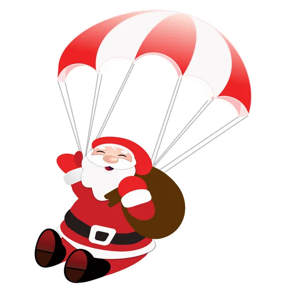 Feliz Santa paracaidismo — Vector de stock