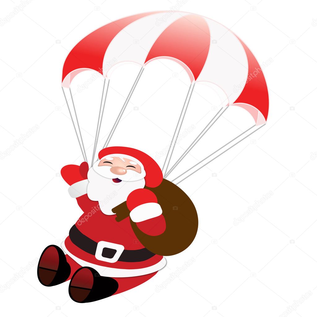 Happy santa skydiving