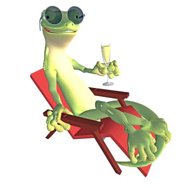 Gecko lying in the sun clipart