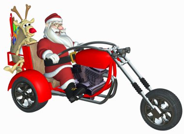 Happy santa and his reindeer clipart