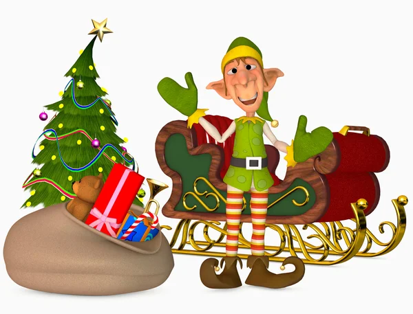 Szczęśliwy elf Świętego Mikołaja — Zdjęcie stockowe