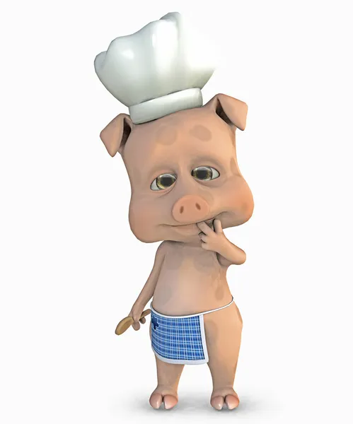 Милая свинья - повар — стоковое фото