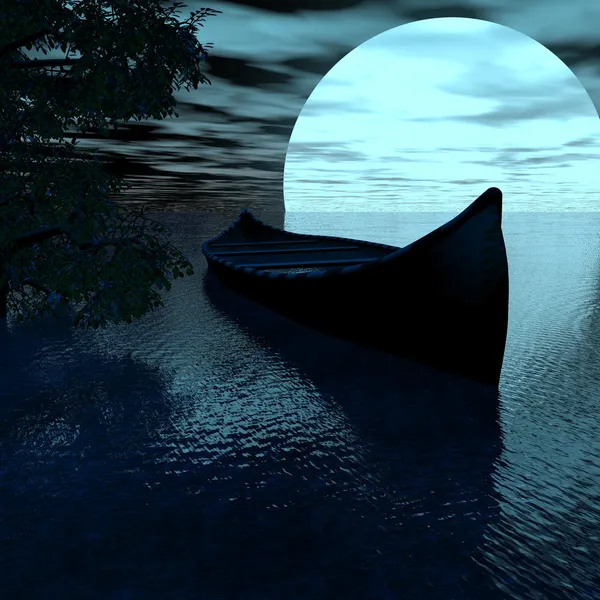 Barco a la luz de la luna —  Fotos de Stock