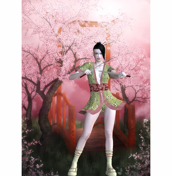 Samurai-Mädchen — Stockfoto