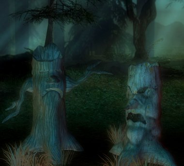 Creepy trees clipart
