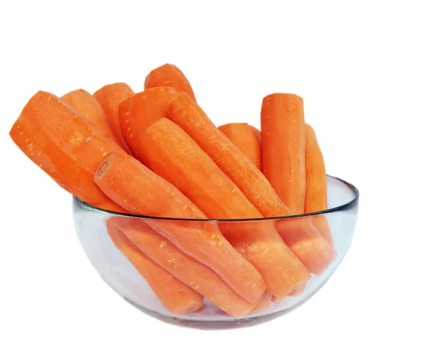 Очищена морква в скляній мисці — стокове фото