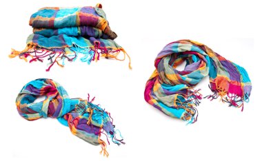 A collage of colorful cotton women's scarves clipart