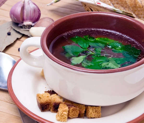 Kip soep met kruiden — Stockfoto
