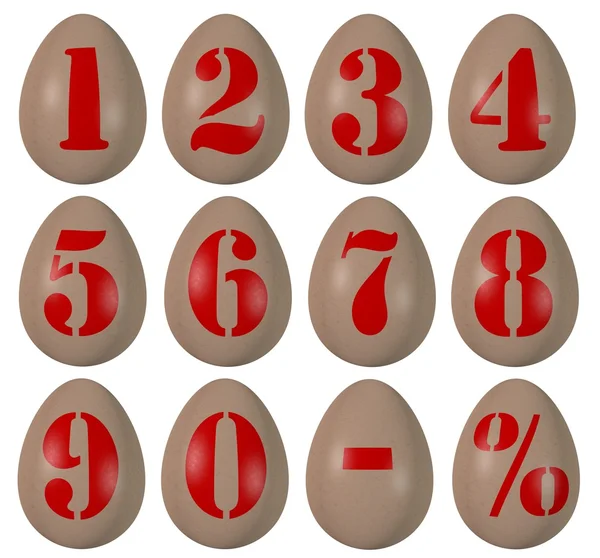 Eier mit den darauf gezogenen Zahlen — Stockfoto