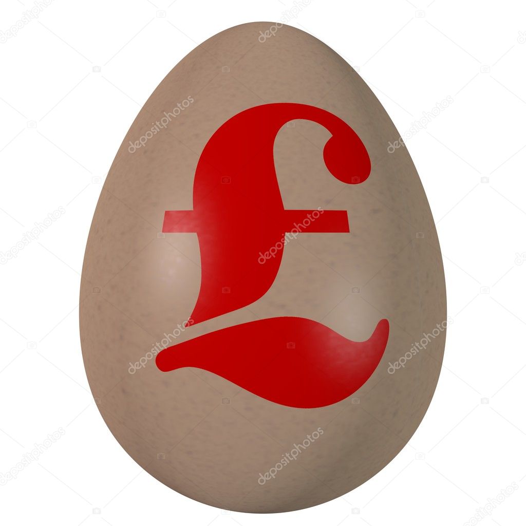 Egg with the sign on pounds sterling drawn