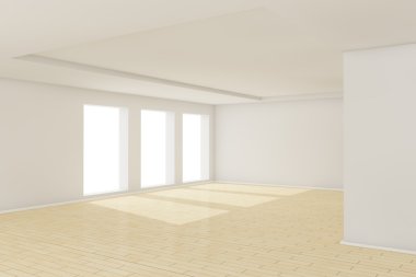 3d empty room with sunlight clipart