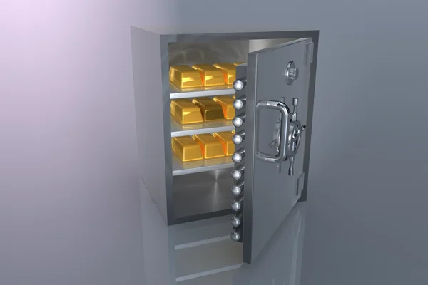 Bank safe and gold