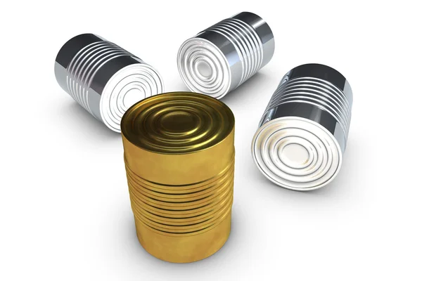 Golden tin cans — Stock Photo, Image