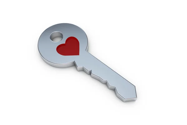 Key with heart symbol — Stock Photo, Image