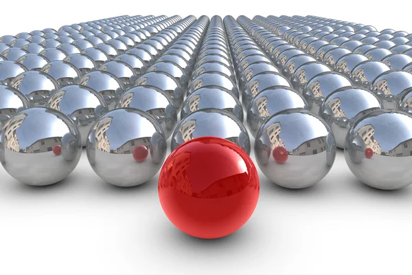 Red leader sphere with chrom spheres — Stock Photo, Image
