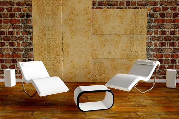 Vazo ile 3D render koltuk — Stok fotoğraf
