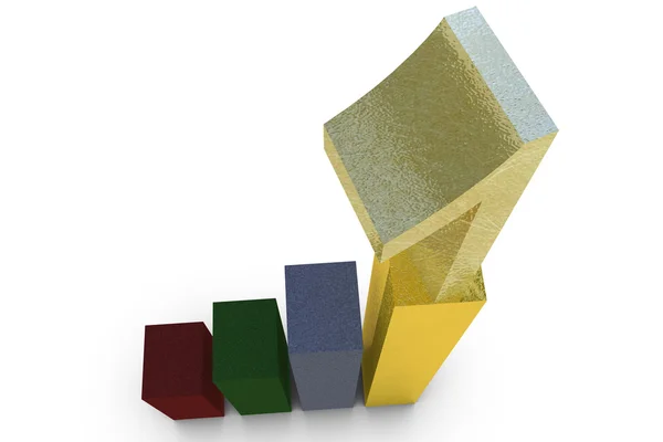 Caráter dourado tridimensional Número 1 em um gráfico — Fotografia de Stock
