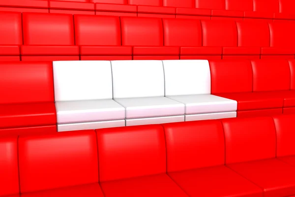 Kırmızı ve beyaz koltuklar — Stok fotoğraf