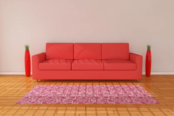 沙发与花瓶 3d 渲染 — 图库照片