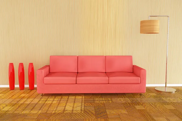 3D rotes Sofa — Stockfoto