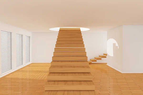 3d кімната зі сходами — стокове фото