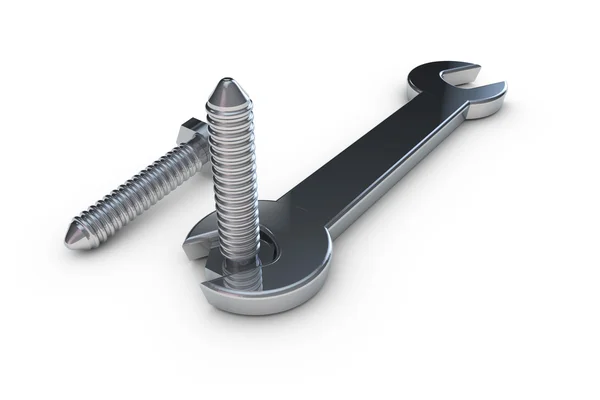 Wrench with screws — Stock Photo, Image