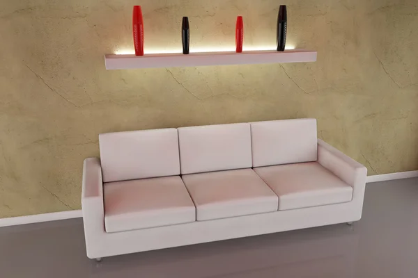 3D диван з вазою — стокове фото