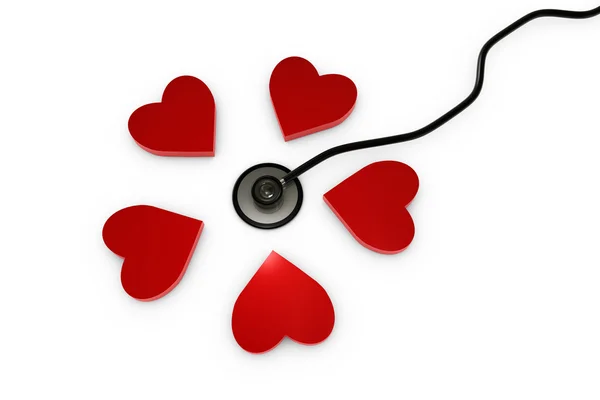 Stethoscope with hearts — Stock Photo, Image