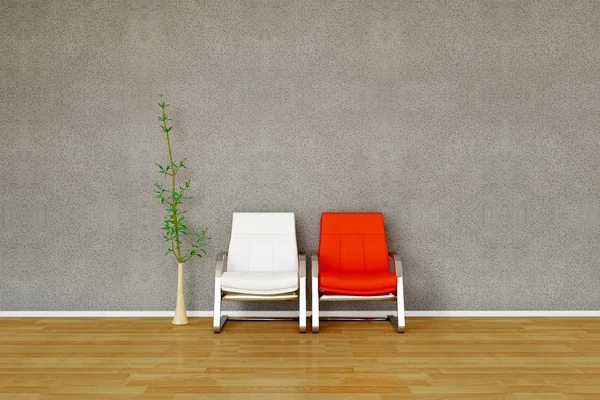 Cadeira de dois com planta — Fotografia de Stock