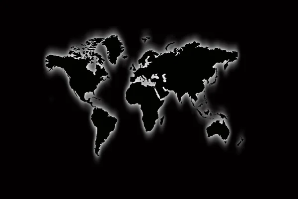 在黑色的世界地图 — 图库照片