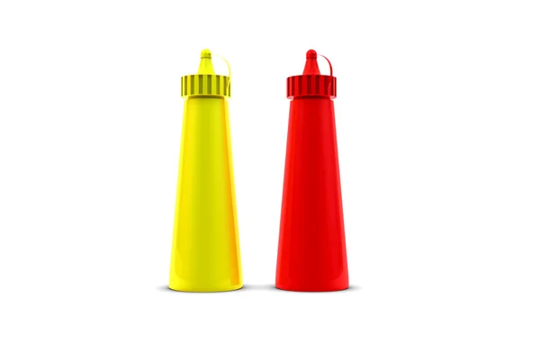 Ketchup und Senfflasche lizenzfreie Stockbilder
