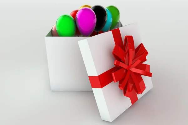 Öppnade presentkartong med ballong — Stockfoto