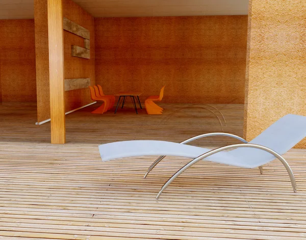 Крісло на дерев'яній підлозі — стокове фото